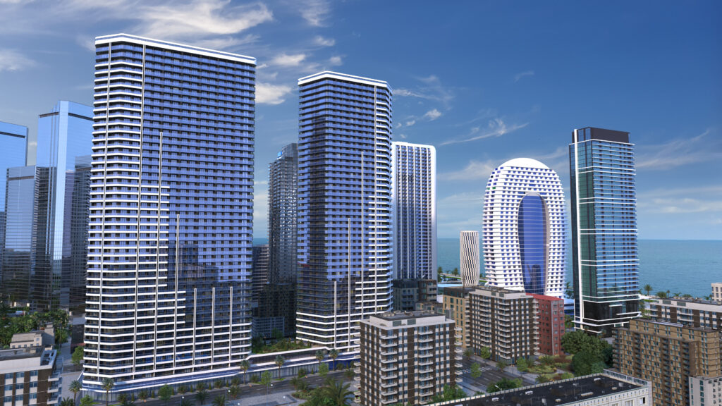 Azure Residences luxury twin towers in Batumi real estate development near the seafront